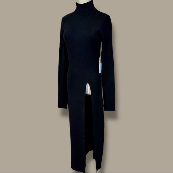 NWT ASTR The Label ‘Hi Slit Ribbed Turtleneck Sweater’ in Black Size Large - Picture 7 of 16
